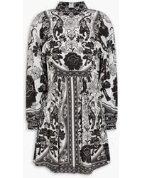 FARM Rio - Floral-Print Crepe De Chine Mini Dress - Lyst