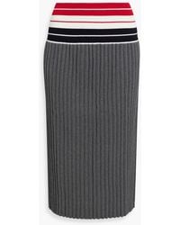 Thom Browne - Striped Pleated Cotton-Blend Midi Skirt - Lyst