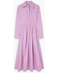 Tory Burch - Eleanor hemdkleid aus baumwollpopeline mit kontrastnähten und falten - Lyst
