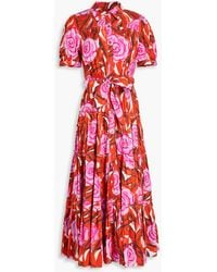 Diane von Furstenberg - Queena Floral-Print Cotton-Blend Poplin Midi Shirt Dress - Lyst