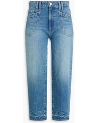 PAIGE - Alexis Cropped Faded High-rise Barrel-leg Jeans - Lyst