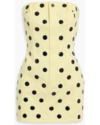 Area - Strapless Polka-Dot Denim Mini Dress - Lyst