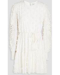Cami NYC - Carolina Macramé-trimmed Floral-appliquéd Cotton Mini Dress - Lyst