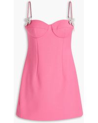 Area - Crystal-embellished Wool-blend Crepe Mini Dress - Lyst