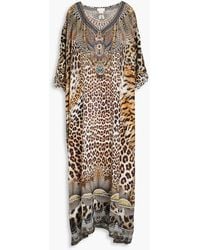 Camilla - Crystal-embellished Leopard-print Silk Crepe De Chine Kaftan - Lyst