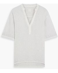 120% Lino - Button-detailed Linen Shirt - Lyst
