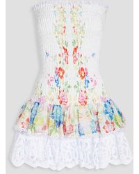 Charo Ruiz - Cusia Strapless Floral-print Cotton-blend Mousseline Mini Dress - Lyst