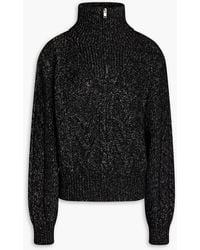 Ganni - Cable-knit Cotton-blend Half-zip Sweater - Lyst