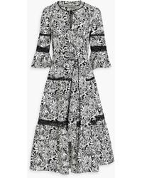 Diane von Furstenberg - Julia Belted Floral-print Cotton-blend Poplin Midi Dress - Lyst