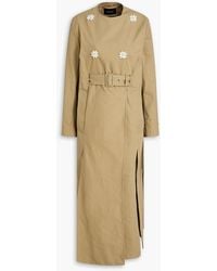 Simone Rocha - Belted Double-Breasted Embellished Cotton-Blend Canvas Trench Coat - Lyst