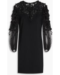 Carolina Herrera - Embellished Stretch-crepe And Tulle Mini Dress - Lyst