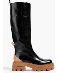 Sergio Rossi - Two-tone Glossed-leather Knee Boots - Lyst