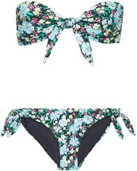 Maje Tracy Knotted Floral-print Bikini Black