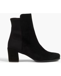 Stuart Weitzman - Suede And Stretch-jersey Ankle Boots - Lyst