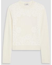 Valentino Garavani - Corded Lace-paneled Wool And Silk-blend Sweater - Lyst
