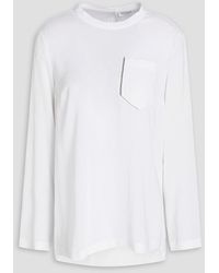 Brunello Cucinelli - Bead-embellished Silk-blend Charmeuse Blouse - Lyst