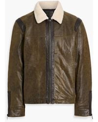 PAIGE - Mangelson Teddy Fleece-Trimmed Leather Jacket - Lyst