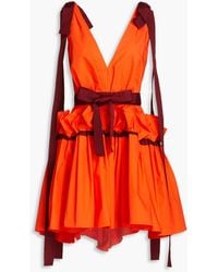 ROKSANDA - Bow-embellished Cotton-poplin Mini Dress - Lyst