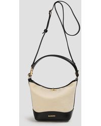 Sandro - Leather-Trimmed Canvas Bucket Bag - Lyst