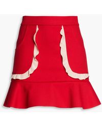 RED Valentino - Ruffled Twill Mini Skirt - Lyst