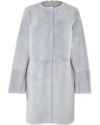 Yves Salomon Reversible Shearling Coat Sky Blue