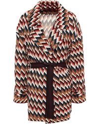 Missoni Belted Crochet-knit Coat - Multicolour