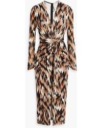 Diane von Furstenberg - Hades Printed Mesh And Jersey Midi Dress - Lyst