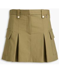 Maje - Pleated Cotton-Blend Twill Mini Skirt - Lyst