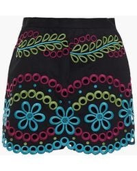 RED Valentino - Broderie Anglaise Cotton Shorts - Lyst