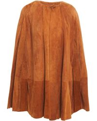 Rick Owens Gathered Suede Cape Tan - Brown