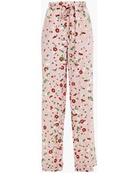 Valentino Garavani - Floral-print Silk Crepe De Chine Wide-leg Pants - Lyst