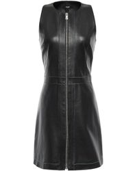 Versus Zip-detailed Leather Mini Dress Black