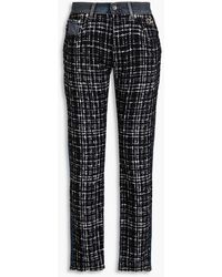 Dolce & Gabbana - Bouclé tweed-paneled checked high-rise straight-leg jeans - Lyst