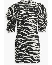 Isabel Marant - Farah Ruched Zebra-print Silk-blend Crepe De Chine Mini Dress - Lyst