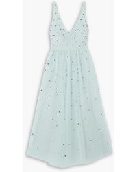 RED Valentino - Crystal-embellished Ruched Tulle Midi Dress - Lyst