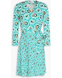 Diane von Furstenberg - Irina Printed Silk-jersey And Crepe Mini Wrap Dress - Lyst