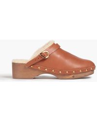 Damen Schuhe Absätze Clogs Ancient Greek Sandals Classic Clogs Aus Leder Mit Plateau Und Shearling-futter in Braun 