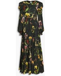 Agua Bendita - Secreto Ruffled Floral-print Jacquard Maxi Dress - Lyst