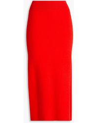 FRAME - Logo Embroide Cashmere-blend Midi Skirt - Lyst