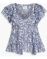 Isabel Marant - Madrana Ruffled Floral-Print Cotton-Voile Top - Lyst