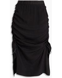 McQ - Ruched Silk Crepe De Chine Skirt - Lyst