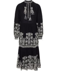Antik Batik - Sofia Tiered Embroidered Cotton-gauze Midi Dress - Lyst