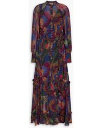 FARM Rio - Ruffled Printed Georgette Maxi Dress - Lyst