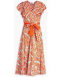 Diane von Furstenberg - Britta Belted Printed Cotton-blend Poplin Midi Dress - Lyst