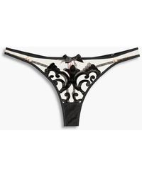 Agent Provocateur Haylie Flocked Tulle Low-rise Thong - Black