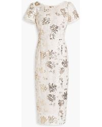 Marchesa - Sequin-embellished Embroidered Tulle Midi Dress - Lyst