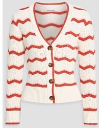 Veronica Beard - Ansonia Striped Pointelle-Knit Cotton-Blend Cardigan - Lyst
