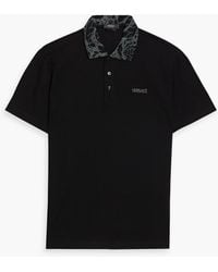 Versace - Jacquard-trimmed Cotton-piqué Polo Shirt - Lyst