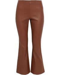 Theory Bristol Leather Kick-flare Trousers - Brown