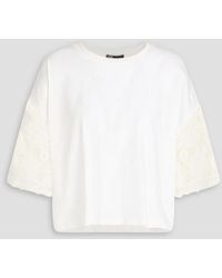Maje - Crocheted Lace And Cotton-Jersey T-Shirt - Lyst